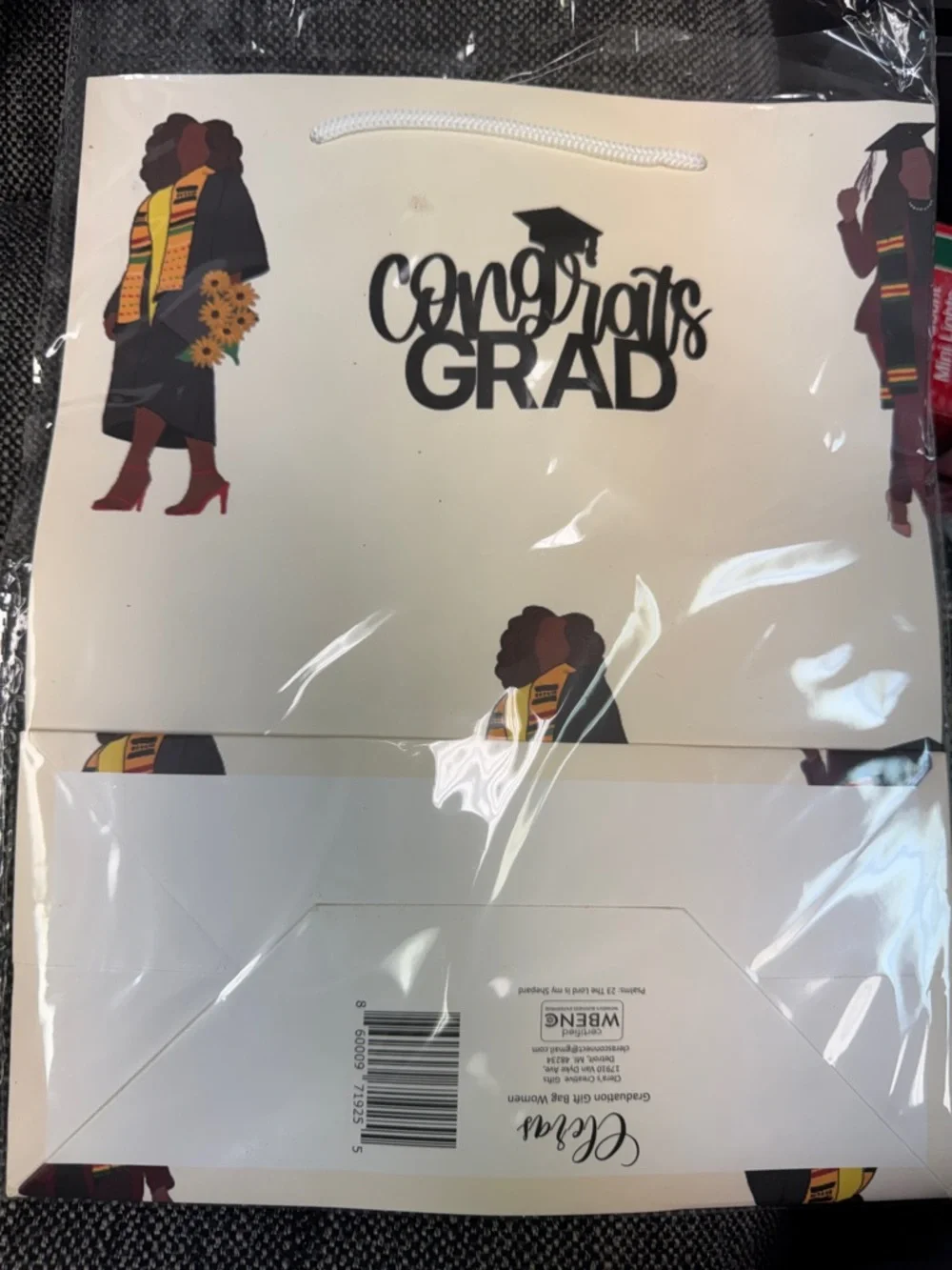 Graduation Gift Bag – White with Multicolor Graduate Design